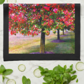 Herfstbomen roze rood blad impressionistische bome theedoek (Gevouwen)