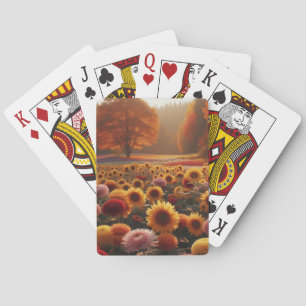 Herfstbomen/veld met mama's pokerkaarten