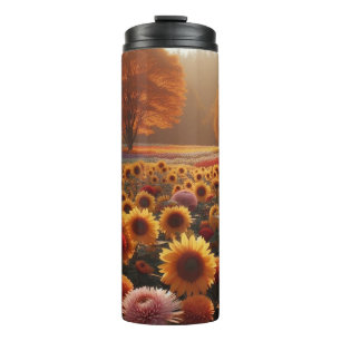 Herfstbomen/veld met mama's thermosbeker