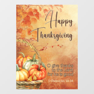 Herfstboom 1 Kronieken 16:34 Happy Thanksgiving Raamsticker