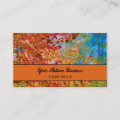 Herfstboom bladeren kleurrijke Oranje Herfst blauw Visitekaartje (Voorkant)