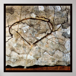 Herfstboom in beweging door Egon Schiele Poster