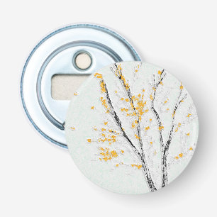 Herfstboomtakken met gele herfstbladeren button flesopener