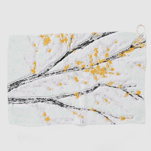 Herfstboomtakken met gele herfstbladeren golfhanddoek (Horizontaal)