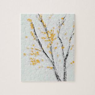 Herfstboomtakken met gele herfstbladeren legpuzzel