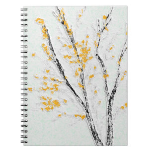 Herfstboomtakken met gele herfstbladeren notitieboek