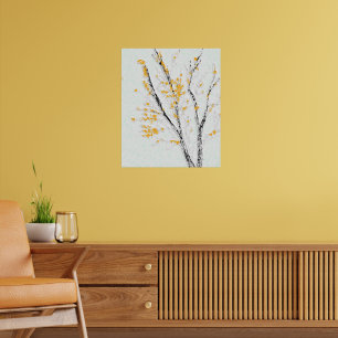 Herfstboomtakken met gele herfstbladeren poster