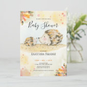 herfstbos-egel-baby shower kaart (Staand voorkant)
