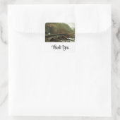 Herfstbos en rivierlandschap Dank u Vierkante Sticker (Tas)