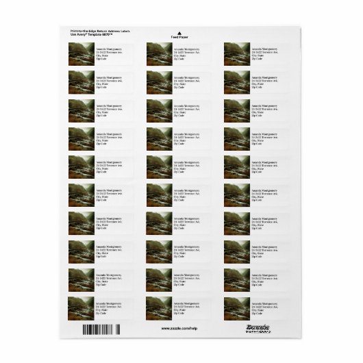 Herfstbos en rivierlandschap etiket (Full Sheet)
