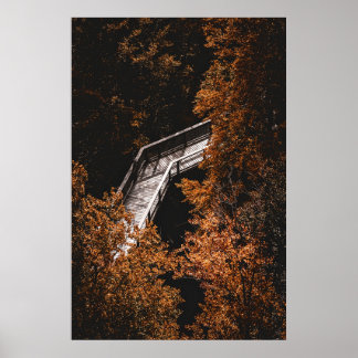 Herfstbos met houten pad poster