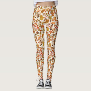 Herfstbos op gebroken wit leggings