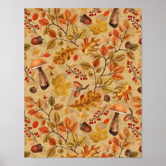 Herfstbos op oker poster (Voorkant)