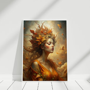 Herfstbosfee – Mystieke Herfst muurkunst Poster