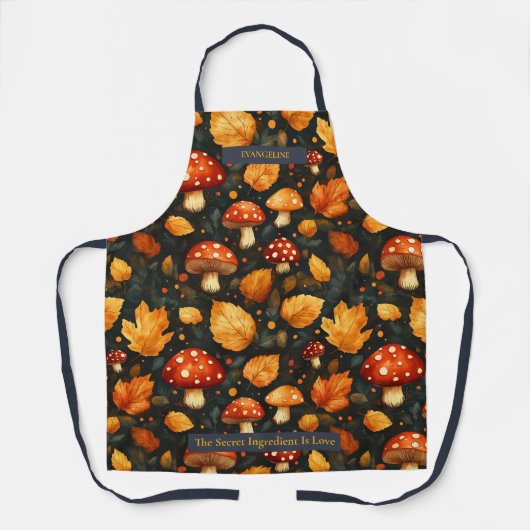 Herfstbosontwerp met paddenstoelen en bladeren schort (Voorkant)