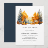 Herfstbossen bruiloft save the date (Voorkant / Achterkant)