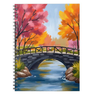 Herfstbrug Herfstloof Aquarel Natuur Notitieboek