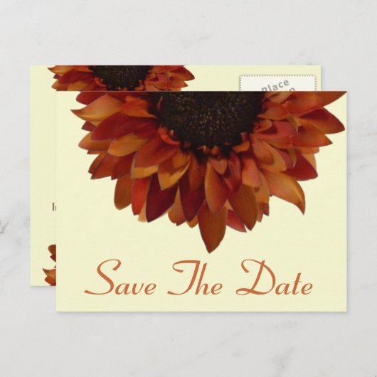 Herfstbruiloft Bewaar de datum Zonnebloem Briefkaa Aankondigingskaart (Voorkant / Achterkant)