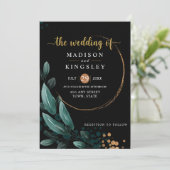 Herfstbruiloft 🍂 Deep Blue Floral Elegant 💙 Kaart (Staand voorkant)