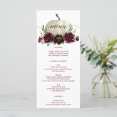 Herfstbruiloftsmenu of Shower-menu met bordeauxkle Menu (Staand voorkant)
