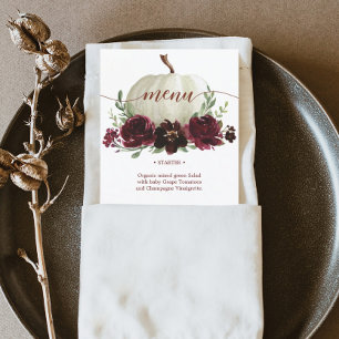 Herfstbruiloftsmenu of Shower-menu met bordeauxkle Menu