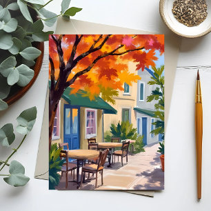 Herfstcafé Waterverf herfstblad Briefkaart