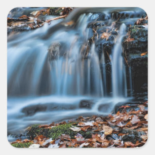 Herfstcascade waterval vierkante sticker