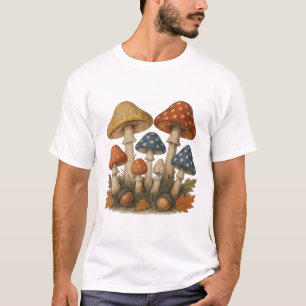 Herfstchampignonontwerp met eikels en bladeren t-shirt