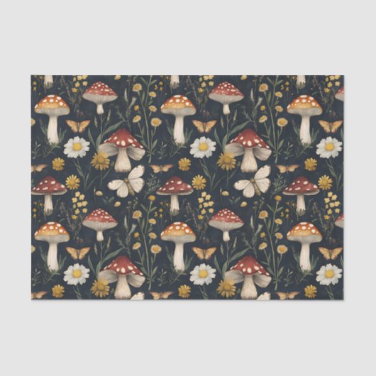 Herfstchampignons en bloemen Herfst Decoupage Tissuepapier (Voorkant)
