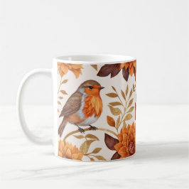 Herfstcharme met Robins en bloemenelegantie Koffiemok