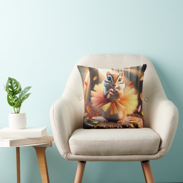 Herfstchipmunk met tutu kussen (Stoel)