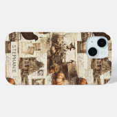  herfstcollage | Rustic Sepia Ephemera Case-Mate iPhone Case (Achterkant (horizontaal))