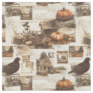 herfstcollage Rustic Sepia Ephemera Stof