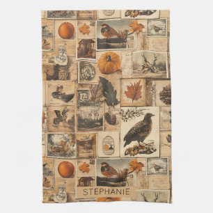  herfstcollagepatroon   Rustic Ephemera Theedoek