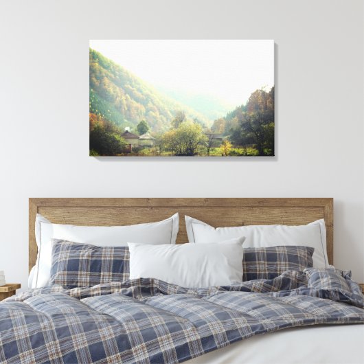Herfstdag Dorp Berg Foto Single Canvas Afdruk (Insitu (Slaapkamer))