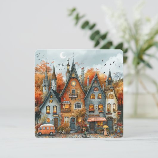 herfstdorp Thanksgiving Feestdagenkaart (Staand voorkant)