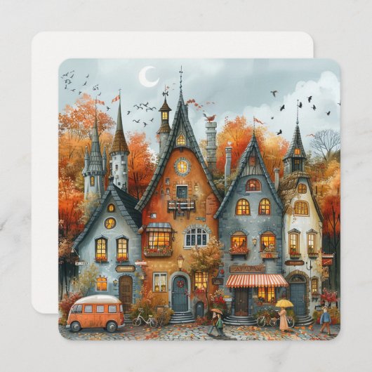 herfstdorp Thanksgiving Feestdagenkaart (Voorkant / Achterkant)