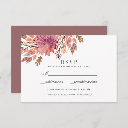 herfstdroom | Bruiloft RSVP maaltijdselectie (Voorkant / Achterkant)