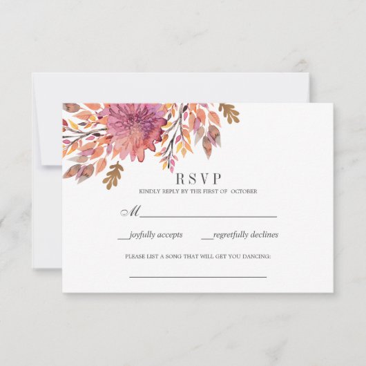 herfstdroom | Bruiloft RSVP song aanvraag Kaartje (Voorkant)