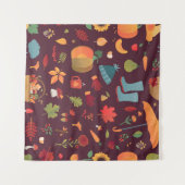 Herfstelementen, donkere achtergrond,  wandkleed (Voorkant (horizontaal))