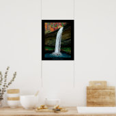 Herfsten in het bos - Appalachian Waterfall Painti Poster (Keuken)