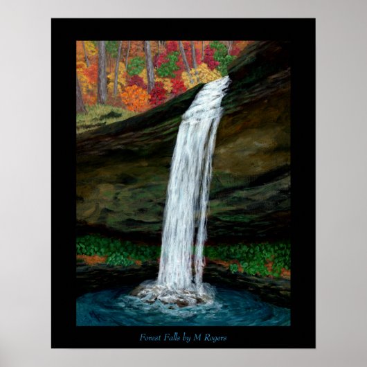 Herfsten in het bos - Appalachian Waterfall Painti Poster (Voorkant)