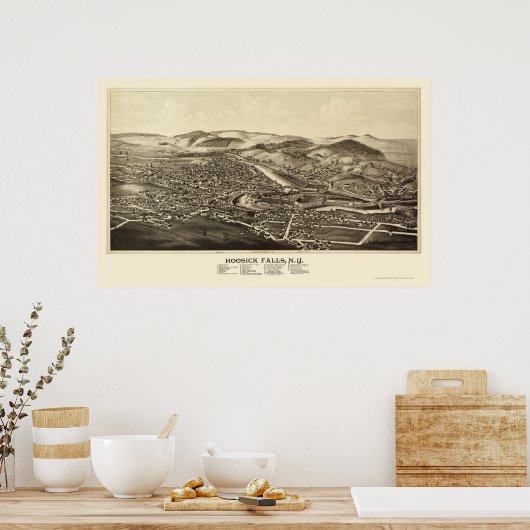 Herfsten, NY Panoramic Map - 1889 Poster (Keuken)