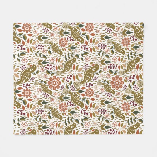 Herfstfazant Folk Art Fleece Deken (Voorkant (Horizontaal))