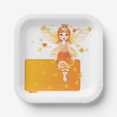 Herfstfeeënprinses met Oranje bladeren en kroon Papieren Bordje (Voorkant)