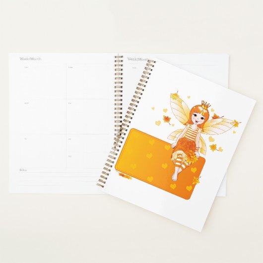 Herfstfeeënprinses met Oranje bladeren en kroon Planner
