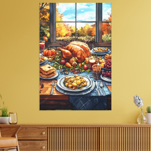 Herfstfeest: een Thanksgiving Canvas Afdruk (Insitu (Woonkamer))