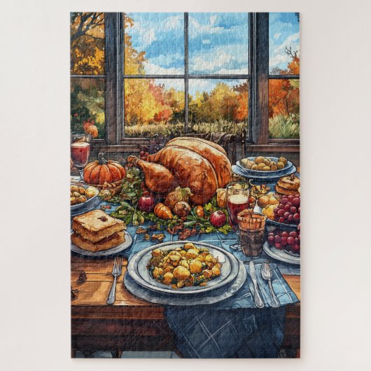 Herfstfeest: een Thanksgiving Legpuzzel (Verticaal)