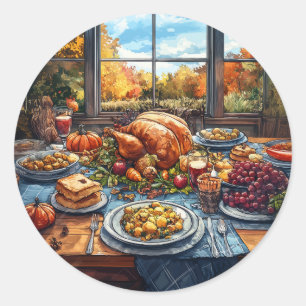 Herfstfeest: een Thanksgiving Ronde Sticker