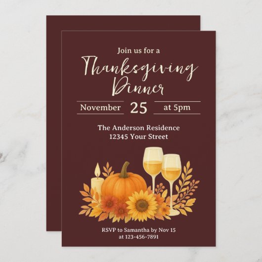 Herfstfeest - Elegante gouden Thanksgiving Kaart (Voorkant / Achterkant)